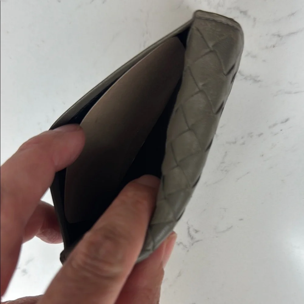 Bottega‎ Veneta Gray Intrecciato Leather Wallet Business Card Case